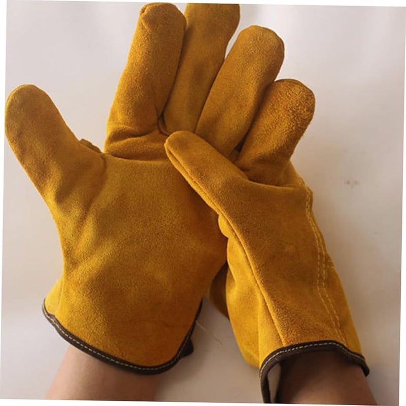 Orange Cowhide Welding Gloves Heat Resistant Breathable Protective Work Gloves - Image 5