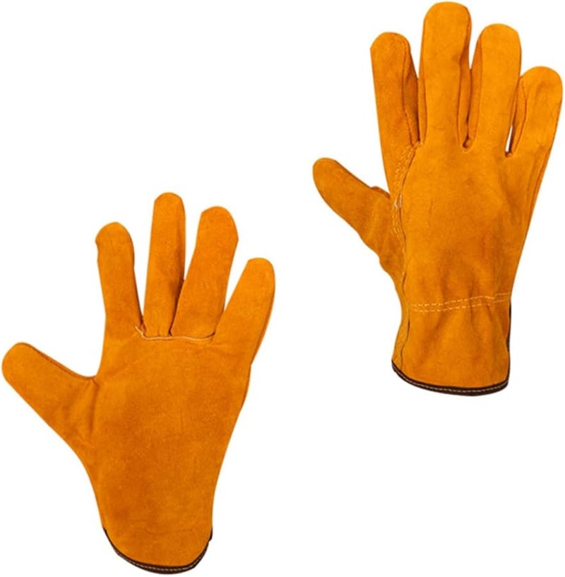 Orange Cowhide Welding Gloves Heat Resistant Breathable Protective Work Gloves - Image 1