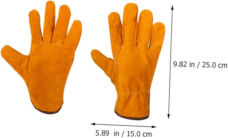 Orange Cowhide Welding Gloves Heat Resistant Breathable Protective Work Gloves - Image 3