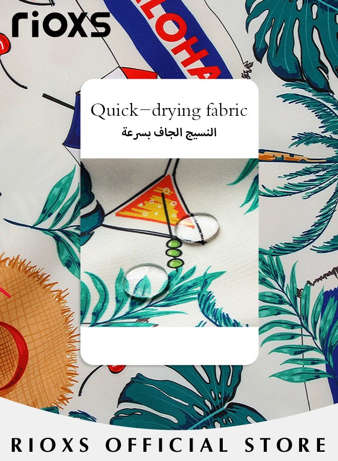 ريوكس سراويل سباحة رجالية، سراويل سباحة فضفاضة سريعة الجفاف مع جيوب وحزام خصر مطاطي، سراويل سباحة قابلة للتنفس مطبوعة بنقوش ملفتة للنظر، سراويل سباحة عصرية غير رسمية، مناسبة للسباحة وركوب الأمواج على الشاطئ والجري والرياضات الكروية والاسترخاء في المنزل وغير ذلك. - Image 5