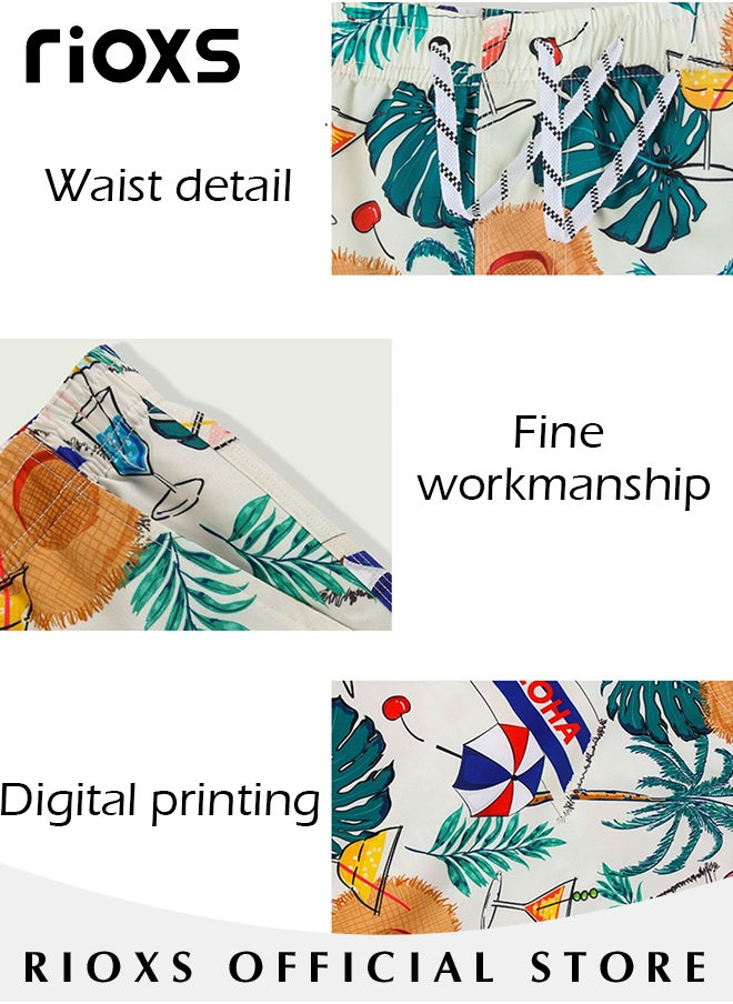 Men's Loose Swimming Shorts with Pockets and Elastic Waistband, Quick-drying Swim Trunks with Striking Patterns, Fashionable Casual Bathing Shorts, Suitable for Outdoor Activities