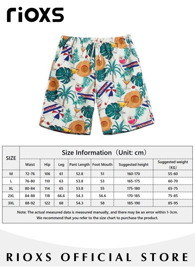 RIOXS Men's Loose Swimming Shorts with Pockets and Elastic Waistband, Quick-drying Swim Trunks with Striking Patterns, Fashionable Casual Bathing Shorts, Suitable for Outdoor Activities  - Image 4