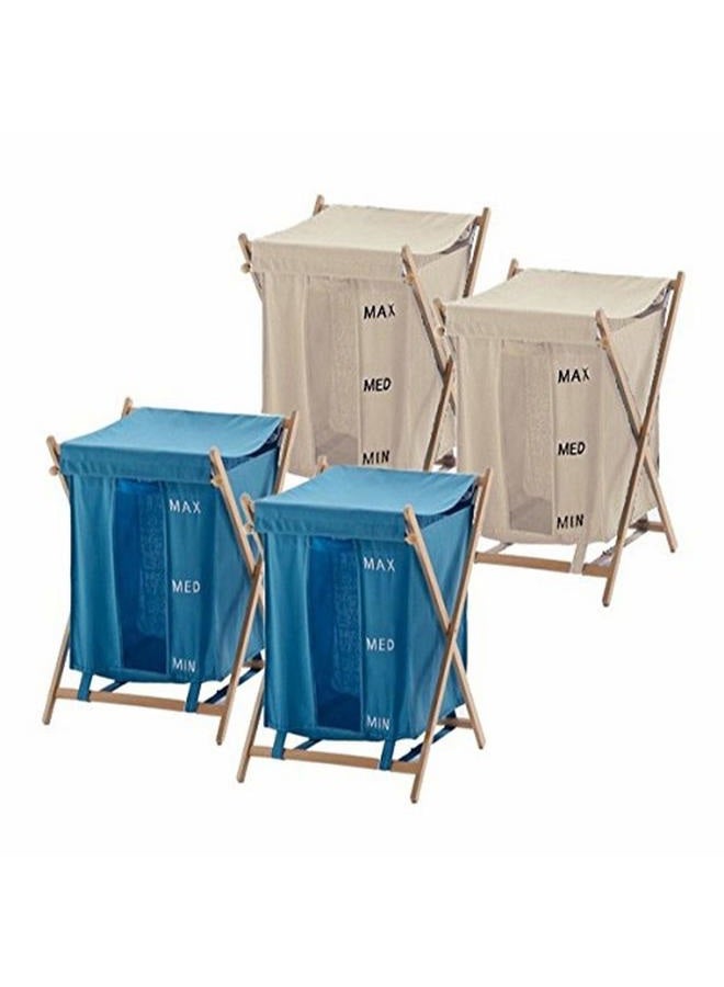 Gedy BU3800-03-11 4 Laundry Baskets, Blue/Beige 