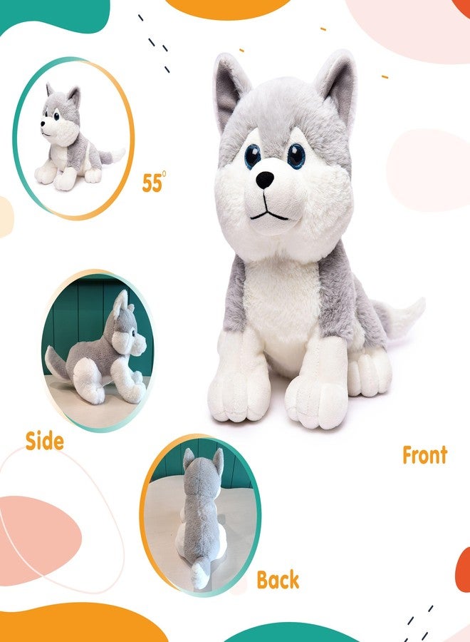 Webby Plush Husky Dog Stuffed Animal Puppy Soft Toy, Birthday Gift, Adorable Gifts for Kids and Adult, Glitter Eyes Soft Toy, 35CM (Grey) | for Boys & Girls - Image 3