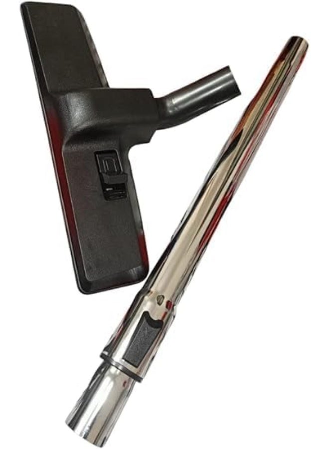 Imported vacuum cleaner set consisting of two pieces: a stainless steel hose and a vacuum brush. Compatible with some Panasonic, Hitachi, and National vacuum cleaners. - Image 1