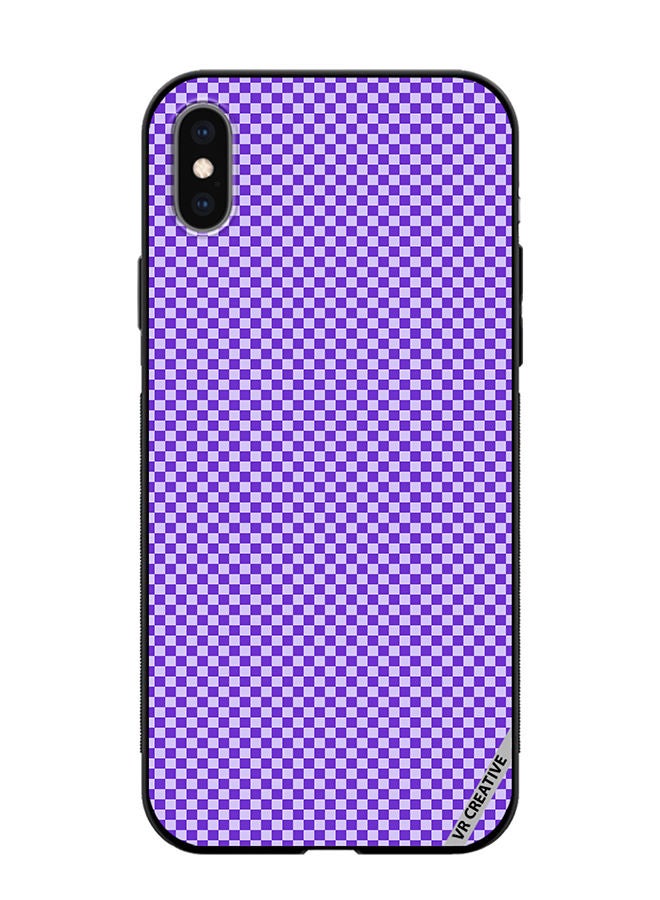 VR CREATIVE Protective Case Cover For Apple iPhone XS Max Groovy Purply And White Checkerboard Design Multicolour - Image 1