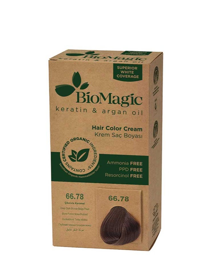 BIOMAGIC Keratin & Argan Oil Hair Colour Cream 66.78 Deep Dark Blonde Beige Pearl 