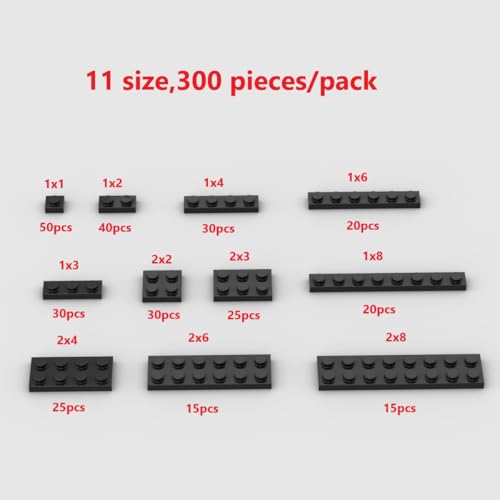 YUJHITP 300PCS Black Bulk Plates Compatible with LEGO Small Base Plate Accessories Architecture Building Blocks Age 6 - Image 5