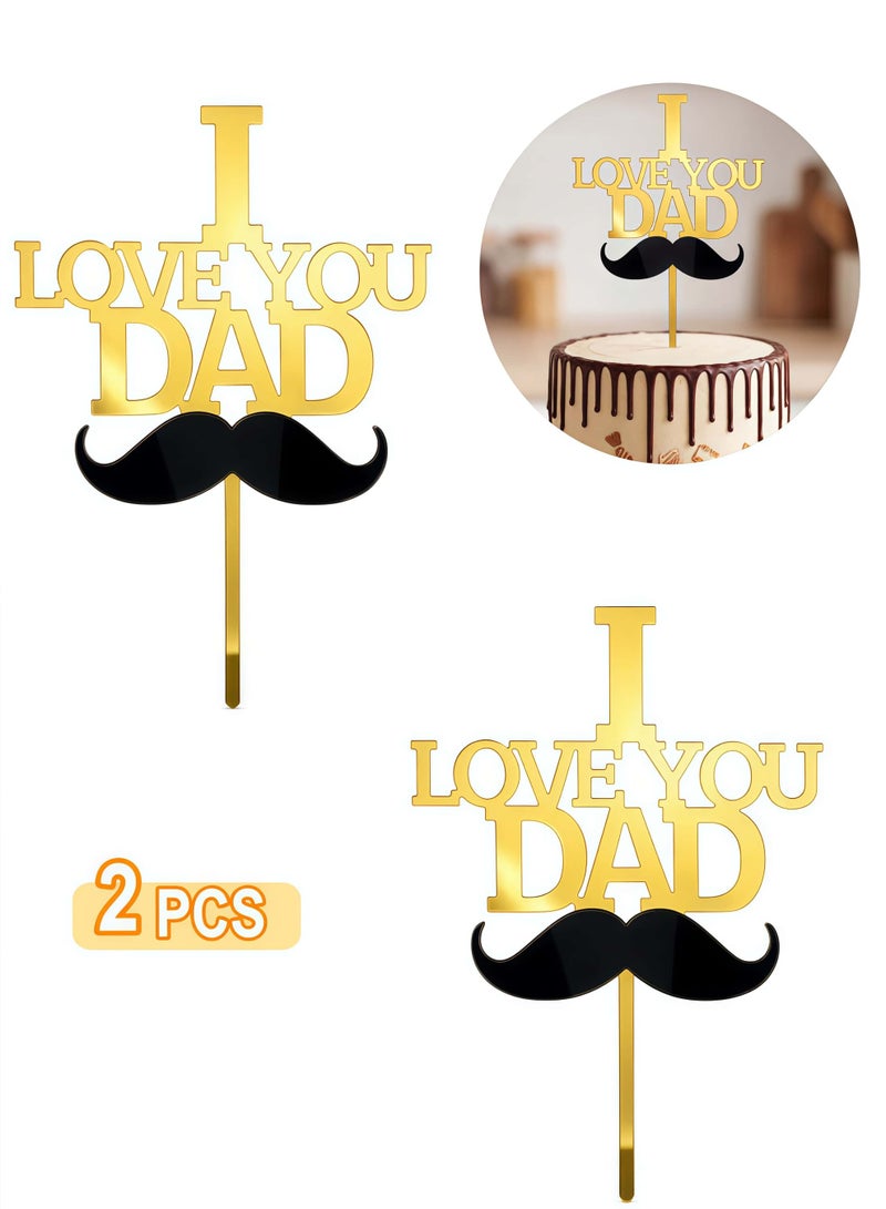 2 Pcs Father's Day Cake Toppers Double Party Decorations Cupcake Picks for Father's Day Celebration Birthday Parties - Image 1