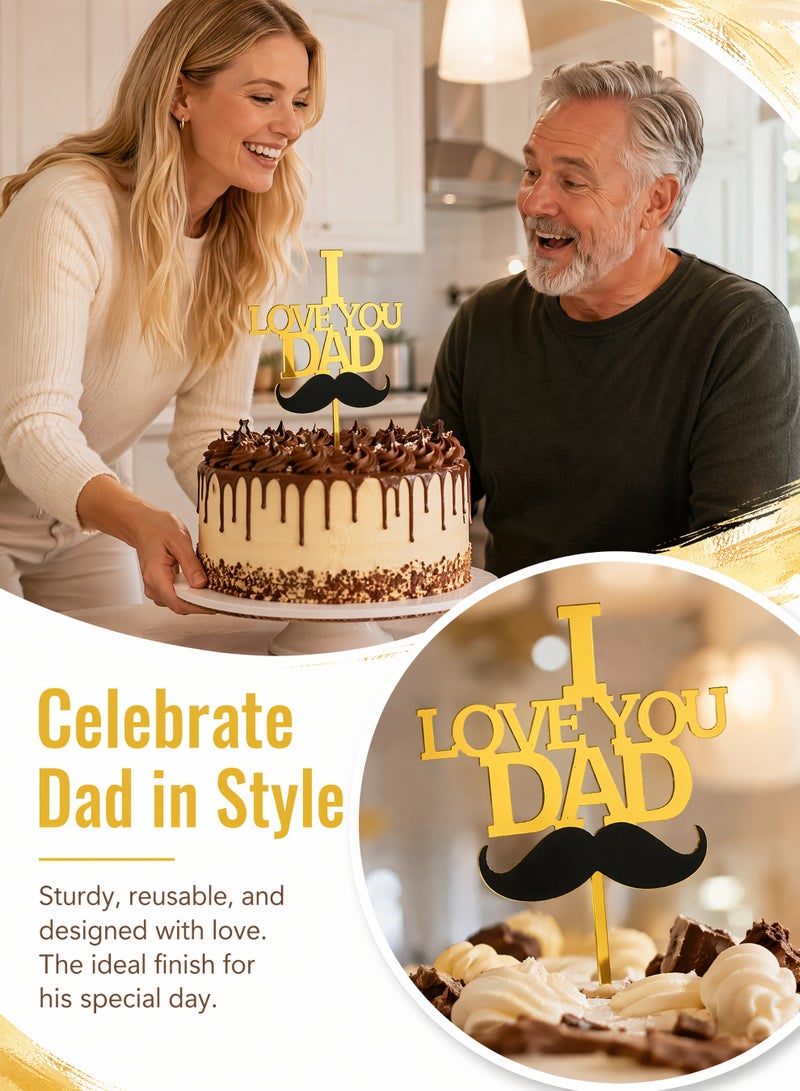 2 Pcs Father's Day Cake Toppers Double Party Decorations Cupcake Picks for Father's Day Celebration Birthday Parties - Image 3