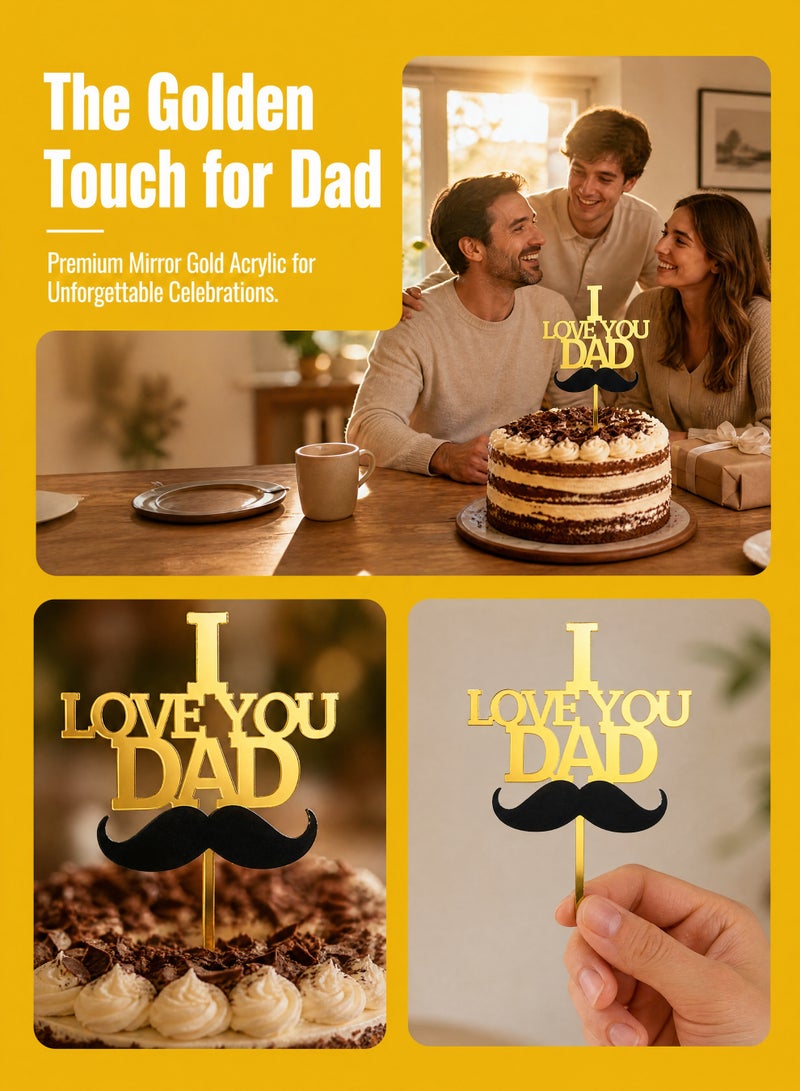 2 Pcs Father's Day Cake Toppers Double Party Decorations Cupcake Picks for Father's Day Celebration Birthday Parties - Image 2