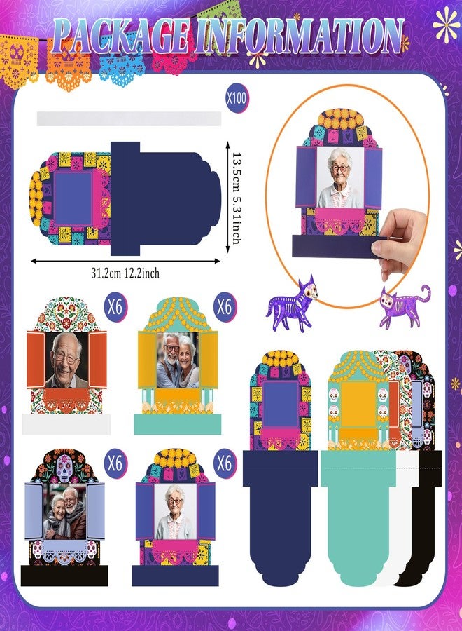 AceOrbit 24 Set Day of The Dead Crafts Kit DIY Picture Frame for Day of The Dead Party Photo Props Decorations Mexican Home Supplies Halloween Party Favor Gift - Image 3