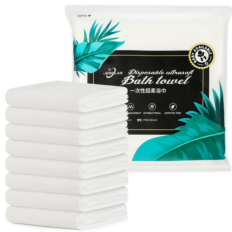 JEBBLAS Disposable Bath Towels Shower Bath Big Towels Body Towel for Hiking, Camping, Backpack, Cycling Bicycle Road Trip 55 X27.5 Inch 8 Pack - Image 1