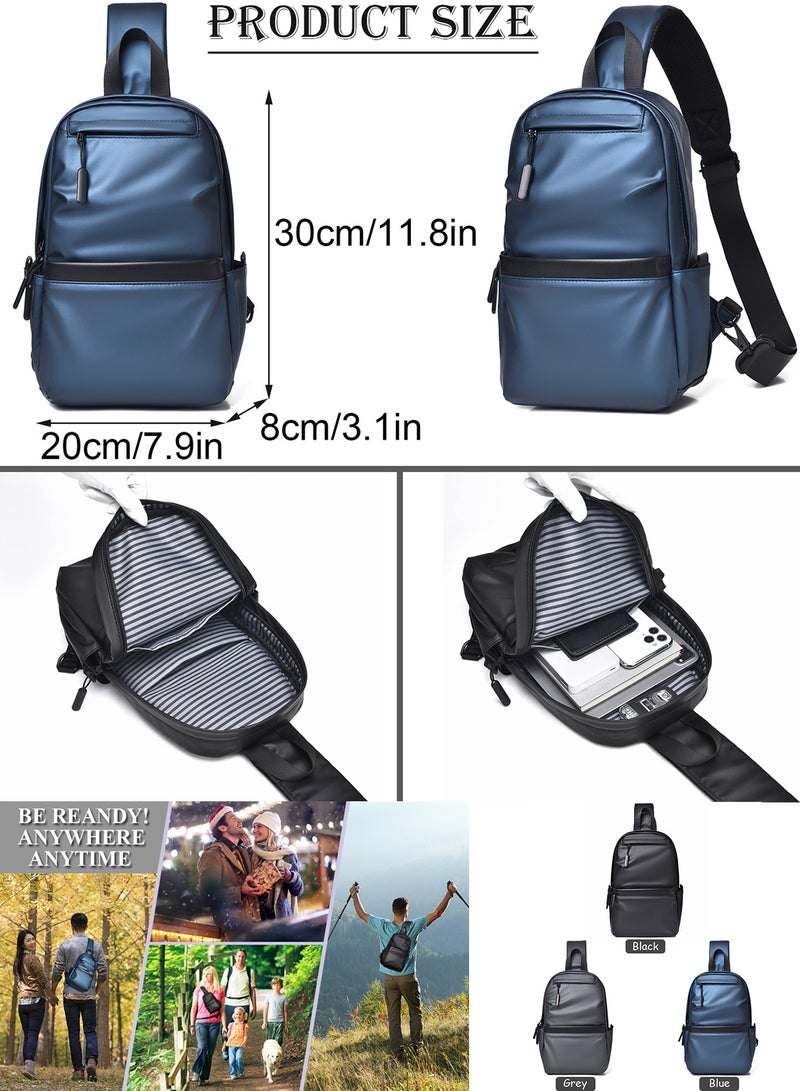 Qiccijoo Sling Backpack Small Crossbody Bag Shoulder Bag for Men Women Chest Bag Hiking Daypack Travel Bag Casual Daypack Backpacks for Walking Biking Gym Sport Cycling(Blue) - Image 3