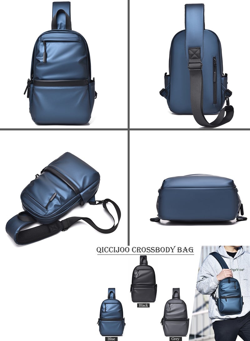 Qiccijoo Sling Backpack Small Crossbody Bag Shoulder Bag for Men Women Chest Bag Hiking Daypack Travel Bag Casual Daypack Backpacks for Walking Biking Gym Sport Cycling(Blue) - Image 2