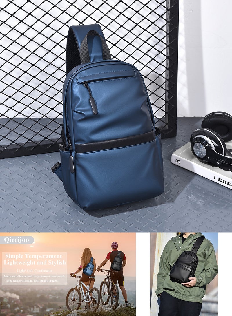 Qiccijoo Sling Backpack Small Crossbody Bag Shoulder Bag for Men Women Chest Bag Hiking Daypack Travel Bag Casual Daypack Backpacks for Walking Biking Gym Sport Cycling(Blue) - Image 4