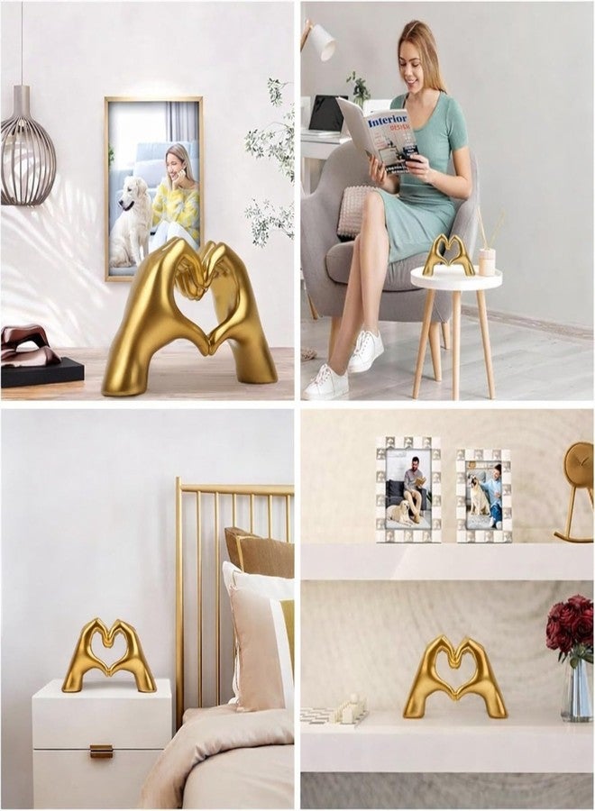 PulGos Golden Hand Heart Statue - Modern Finger Gesture Sculpture & Showpiece for Home Decor | Aesthetic Decorative Items for Living Room, Bedroom, Office Desktop, Bookshelf & Luxury Gifting - Image 5