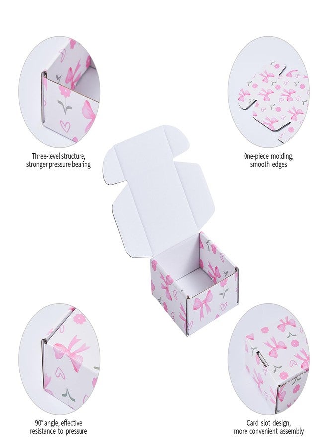 Soxuding Bow Pink Shipping Boxes Pack of 25, 4x4x2 inches Gift Boxes Small Cardboard Corrugated Mailer Shipping Boxes for Small Business(5 patterns) - Image 4