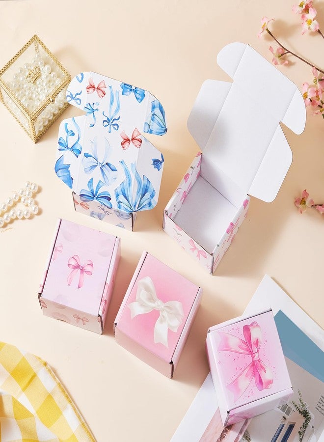 Soxuding Bow Pink Shipping Boxes Pack of 25, 4x4x2 inches Gift Boxes Small Cardboard Corrugated Mailer Shipping Boxes for Small Business(5 patterns) - Image 5