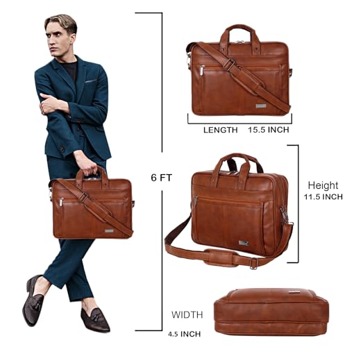 Hard Craft Vegan Leather Office Laptop Messenger and Shoulder Side Sling Hand Bag For Men Corporate Executive Briefcase Bag For Man Supports Laptop Upto 15.6 inches - Image 5
