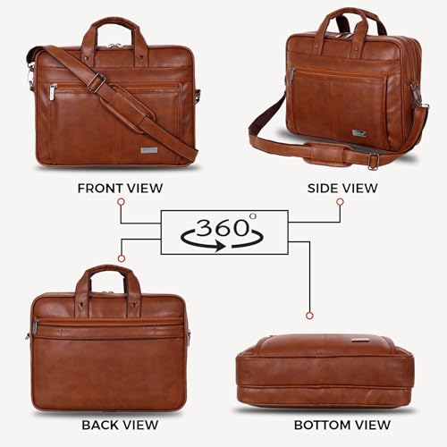 Hard Craft Vegan Leather Office Laptop Messenger and Shoulder Side Sling Hand Bag For Men Corporate Executive Briefcase Bag For Man Supports Laptop Upto 15.6 inches - Image 4