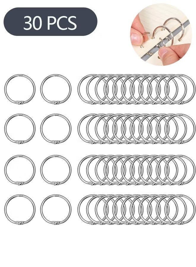 30 Piece Loose Leaf Binder Rings 25mm, Metal Book Rings for Index Cards, Loose Leaf Binder Rings for Paper Notebooks Office - Image 1