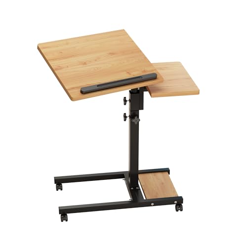 TigerDad Mobile Adjustable Height Laptop Stand PC Computer Portable Notebook Swivel Laptop Desk Rolling Table Desk Cart Tiltable with Wheels Casters& Mouse Pad Table - Image 3