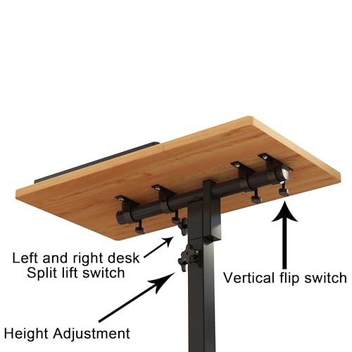 TigerDad Mobile Adjustable Height Laptop Stand PC Computer Portable Notebook Swivel Laptop Desk Rolling Table Desk Cart Tiltable with Wheels Casters& Mouse Pad Table - Image 4