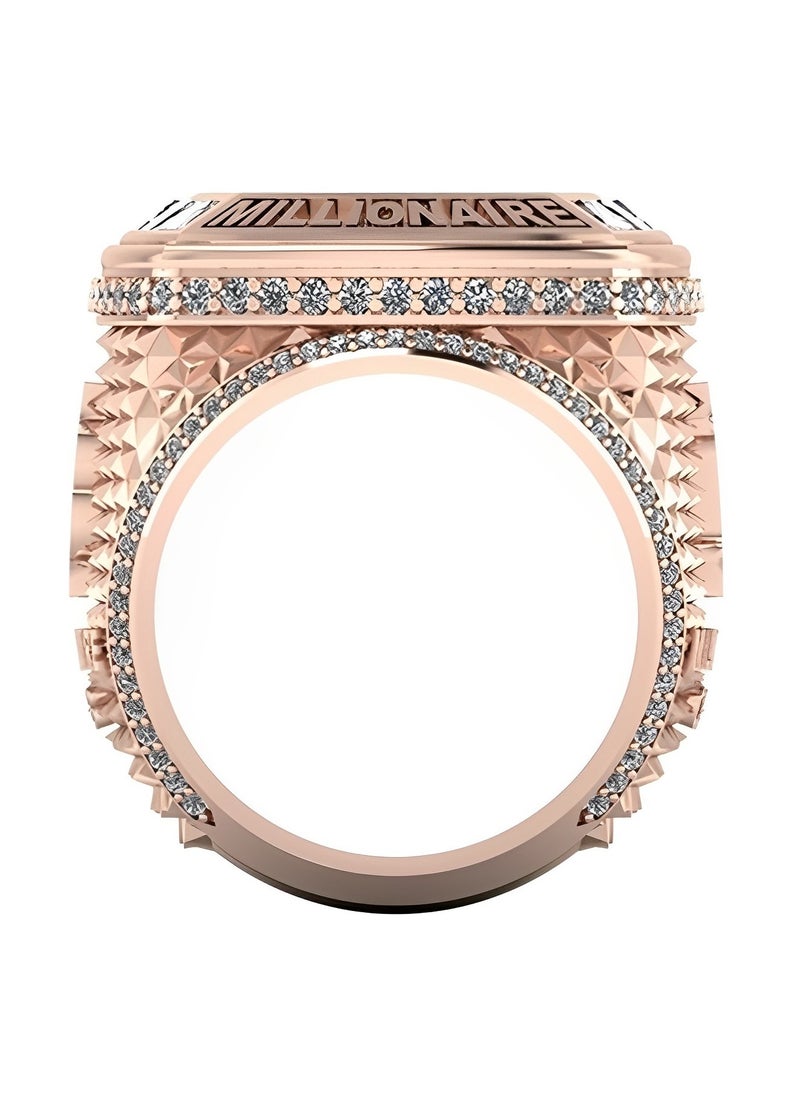 REOCLE Men's Bit Coin Ring Rose Gold Bitcoin Sign Ring Iced Out Money Symbol Ring Rapper Punk Bitcoin Ring Best Gift for Boys  - Image 2