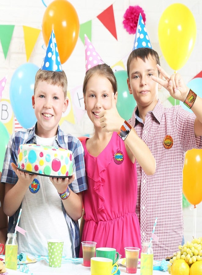 جونكين مجموعة جانكين من 60 قطعة من أساور الأبطال الخارقين، أساور صفعة مستوحاة من القصص المصورة للأطفال، دبابيس صغيرة مستوحاة من القصص المصورة للبنات والأولاد، لوازم حفلات أعياد الميلاد البطولية، جوائز صفية، هدايا - Image 5