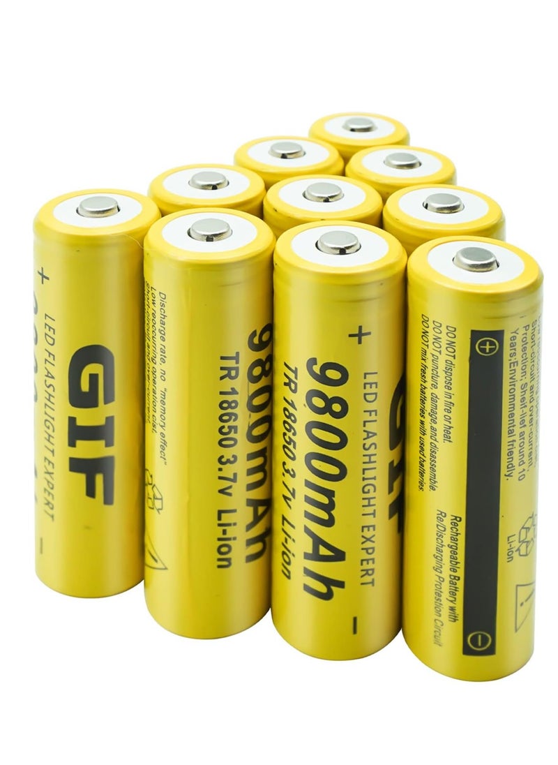 Generic 10pcs/set Universal 18650 Li-ion Rechargeable Battery Cell 3.7V 9800MAH Replacement Battery For Torch Flashlight  - Image 1