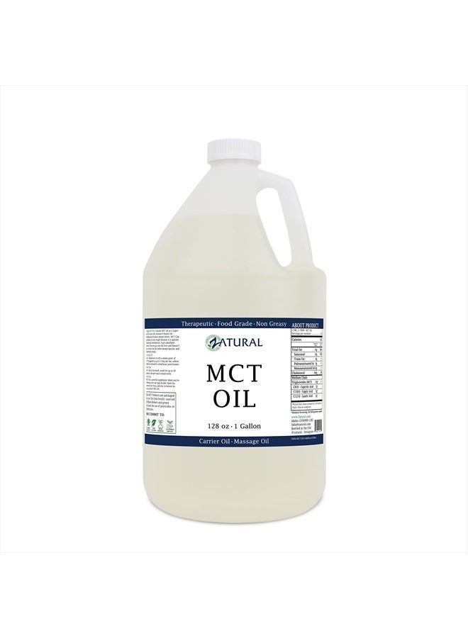 Zatural زيت MCT، درجة غذائية وعلاجية معتمدة، زيت ناقل، زيت تدليك، زيت مرطب، زيت شعر، 0 إضافات، زيت MCT نقي (128 أونصة (1 جالون)) - Image 1