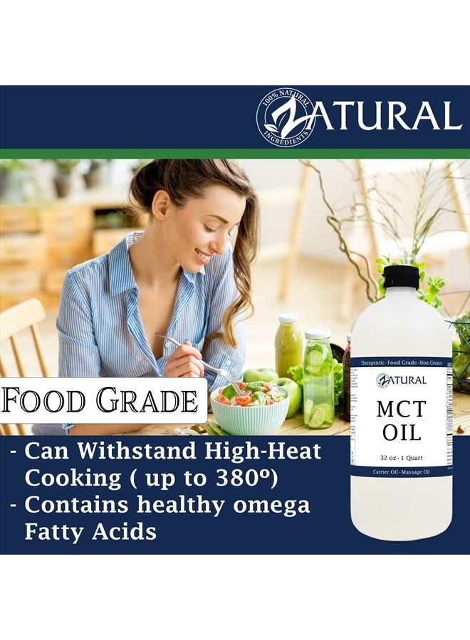 Zatural زيت MCT، درجة غذائية وعلاجية معتمدة، زيت ناقل، زيت تدليك، زيت مرطب، زيت شعر، 0 إضافات، زيت MCT نقي (128 أونصة (1 جالون)) - Image 5