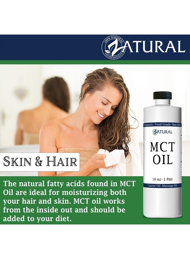 Zatural زيت MCT، درجة غذائية وعلاجية معتمدة، زيت ناقل، زيت تدليك، زيت مرطب، زيت شعر، 0 إضافات، زيت MCT نقي (128 أونصة (1 جالون)) - Image 4