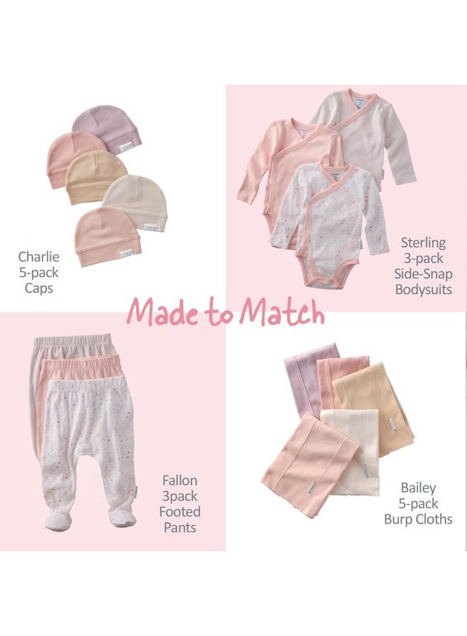 Butterblu Unisex-Baby Fallon 3-Pack Footed Pants 100% Organic Cotton Bottoms for Newborn and Baby Girls, Boys, Unisex​, Pink Twinkle, 6-9 Months - Image 3
