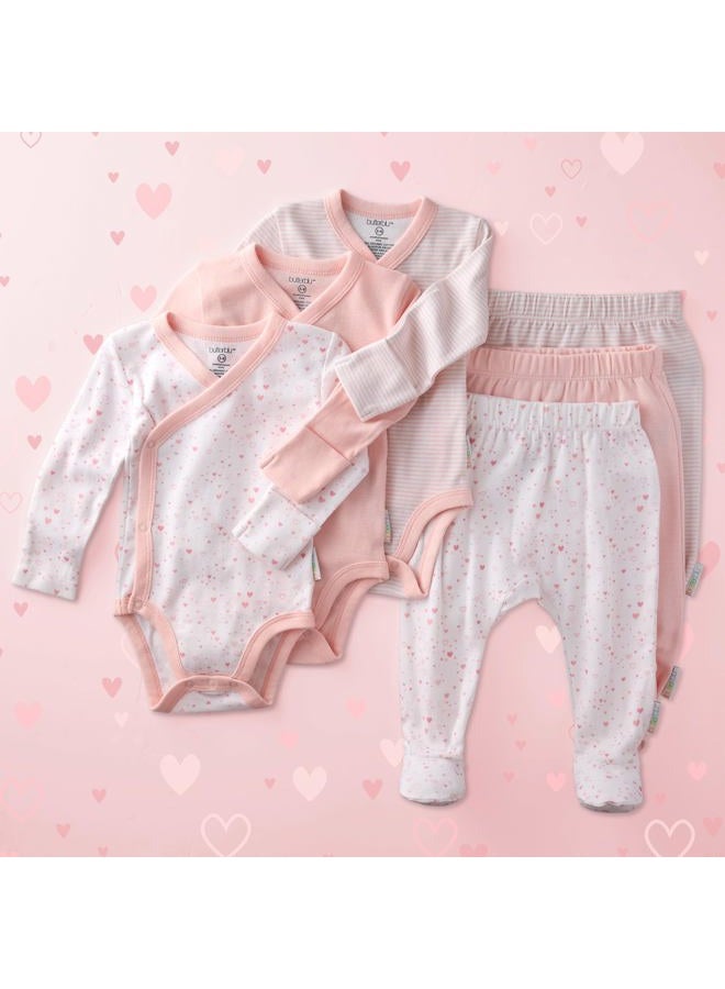 Butterblu Unisex-Baby Fallon 3-Pack Footed Pants 100% Organic Cotton Bottoms for Newborn and Baby Girls, Boys, Unisex​, Pink Twinkle, 6-9 Months - Image 4