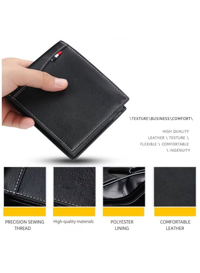 Men's wallet, PU wallet, coin purse with zipper, casual men's wallet, short wallet, Father's Day gift - Image 4