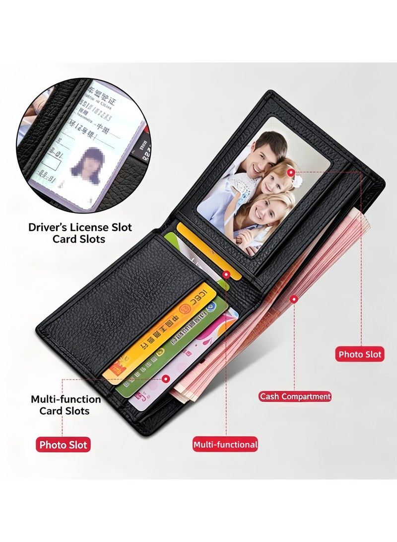 Men's wallet, PU wallet, coin purse with zipper, casual men's wallet, short wallet, Father's Day gift - Image 2