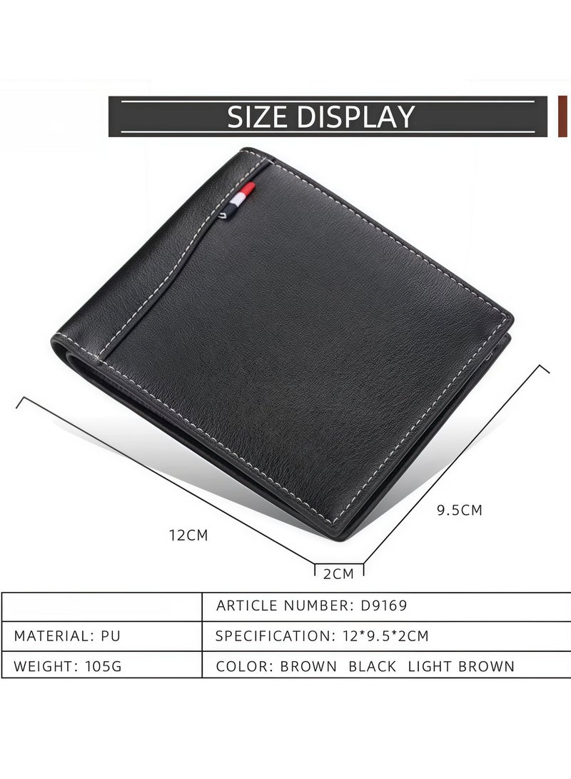 Men's wallet, PU wallet, coin purse with zipper, casual men's wallet, short wallet, Father's Day gift - Image 3