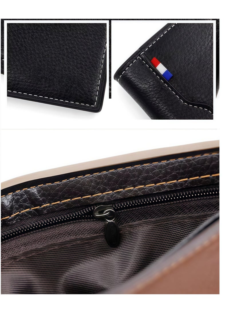 Men's wallet, PU wallet, coin purse with zipper, casual men's wallet, short wallet, Father's Day gift - Image 5