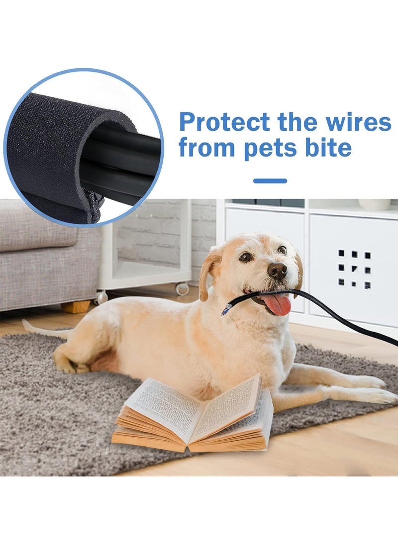 عبوة من 4 قطع من حافظات إدارة الكابلات، منظم أسلاك بطول 50 سم مع سحاب للتلفزيون والكمبيوتر والمكتب والترفيه المنزلي، نظام إخفاء حافظات الكابلات المرنة (أسود) - Image 5