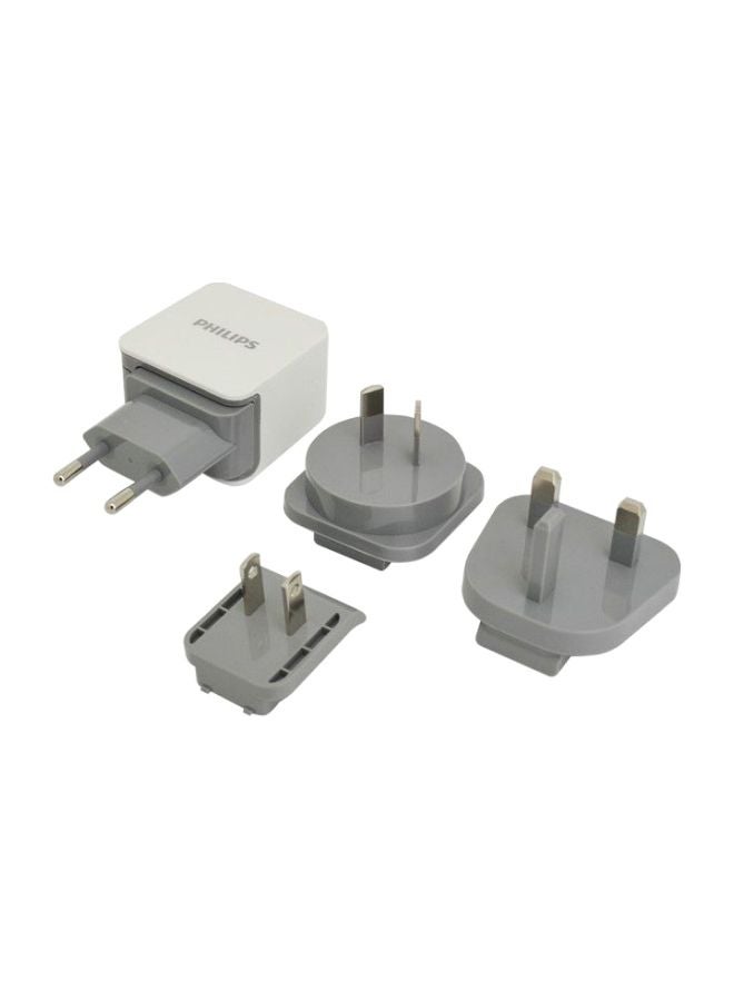 Philips USB Travel Charger With 4 Exchangeable Plugs White/Grey - Image 4