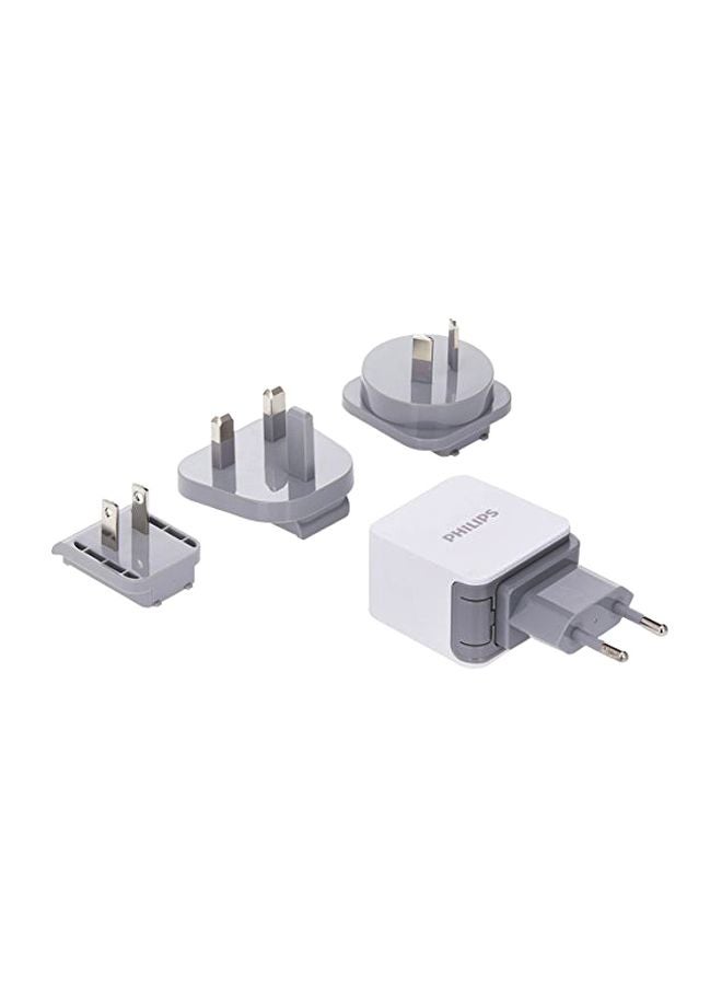 Philips USB Travel Charger With 4 Exchangeable Plugs White/Grey - Image 3