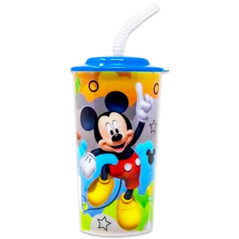 زاك 6 عبوات ميكي ماوس 16 أوقية أكواب تورم رياضية قابلة لإعادة الاستخدام مع الأغطية والقش - Image 2