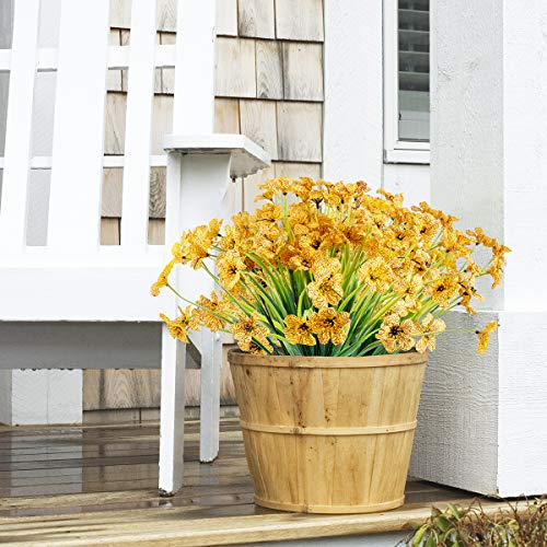 JEMONG 12 Bundles Artificial Flowers Outdoor UV Resistant Flowers No Fade Faux Plastic Plants Garden Porch Window Box Decorating (Yellow) - Image 5