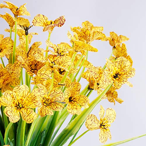 JEMONG 12 Bundles Artificial Flowers Outdoor UV Resistant Flowers No Fade Faux Plastic Plants Garden Porch Window Box Decorating (Yellow) - Image 2