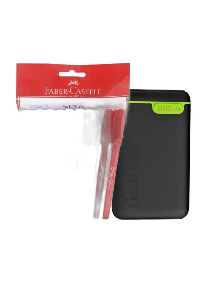 Goui 10000 مللي أمبير Kigo بنك الطاقة شاحن محمول - شحن متزامن للهواتف الذكية، والأجهزة اللوحية، وأجهزة الألعاب، والبلوتوث والمزيد - تصميم مدمج وصديق للسفر للطاقة في أي مكان - أسود - Image 1