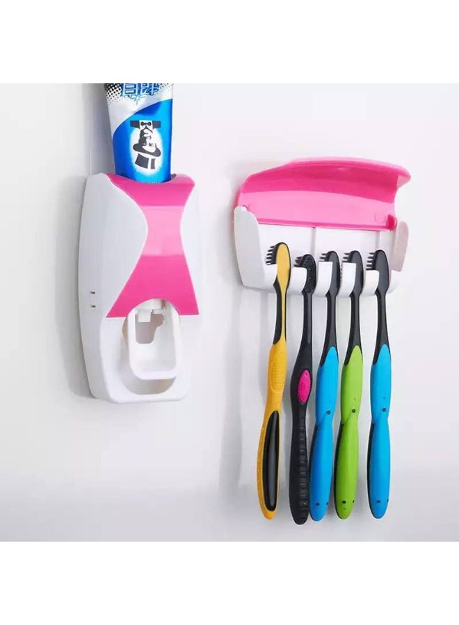 Toothpaste dispenser with hanging toothbrush holder – a practical, modern design for bathroom organization. - Image 1