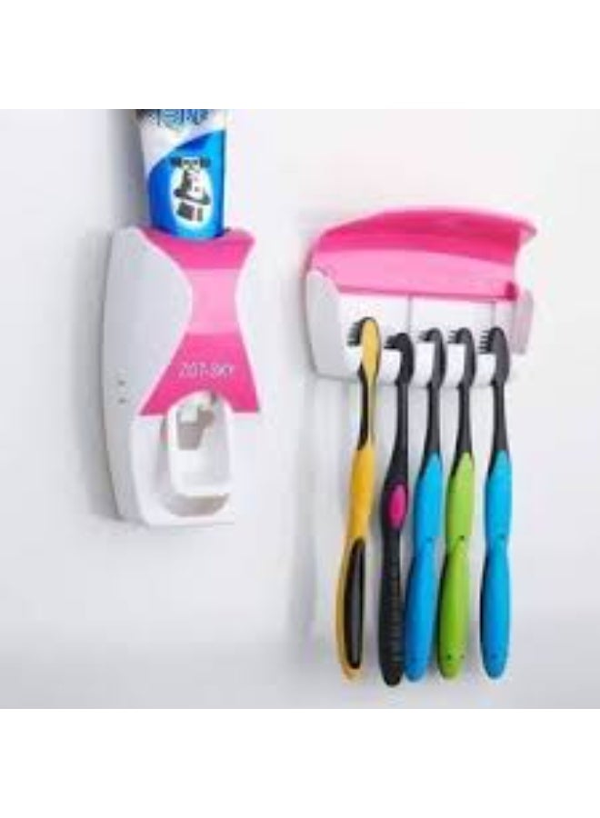 Toothpaste dispenser with hanging toothbrush holder – a practical, modern design for bathroom organization. - Image 2