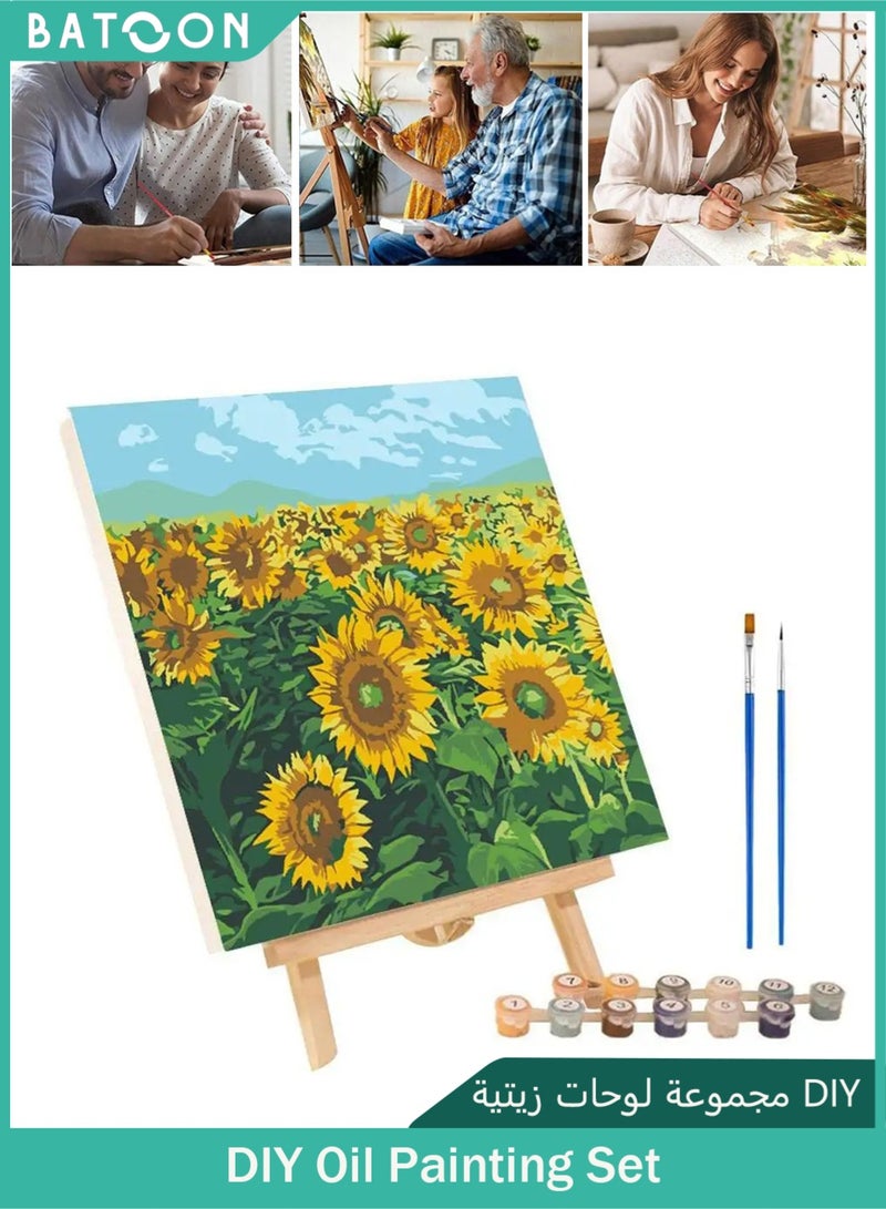 باتون مجموعة لوحات زيتية من القماش للأطفال بأرقام وفرشاة ورسم أكريليك، ديكور داخلي، هدية مع إحساس بالإنجاز - Image 1
